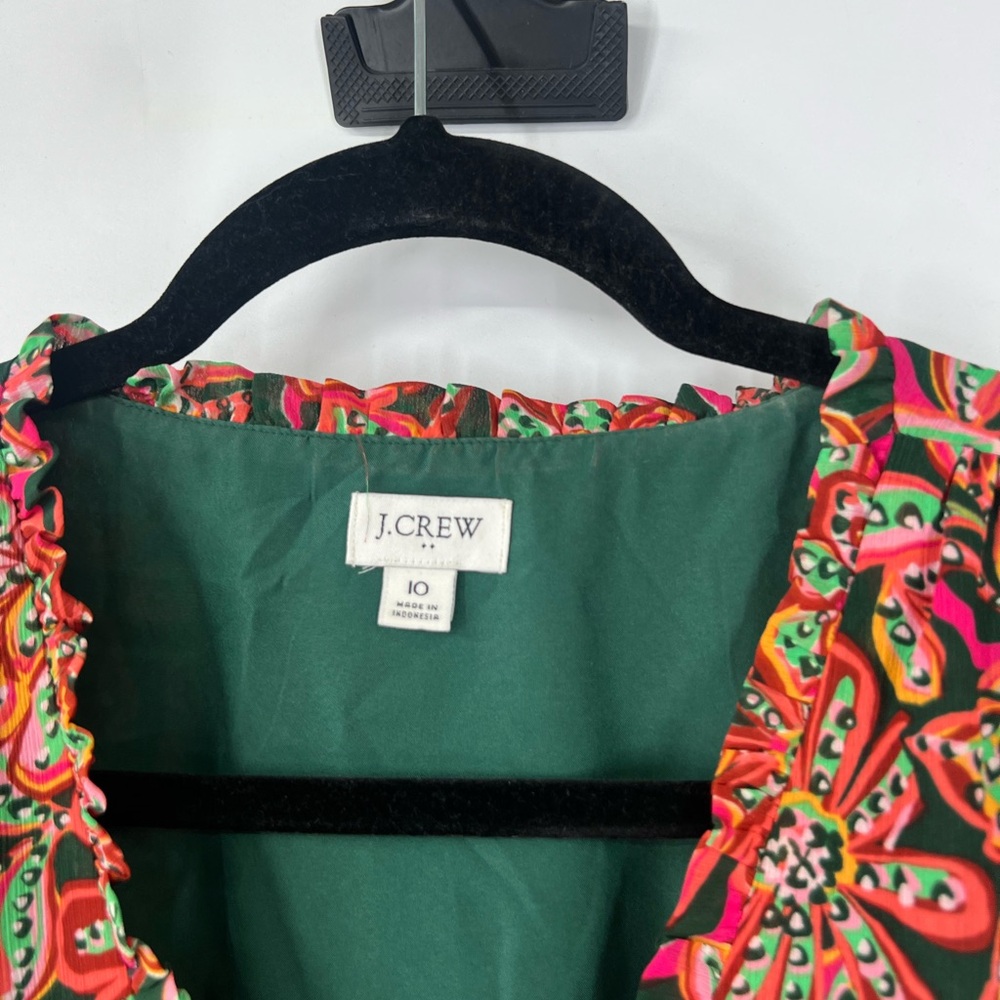 J. Crew Factory Ruffle V-Neck Mini Dress - Picture 3 of 7